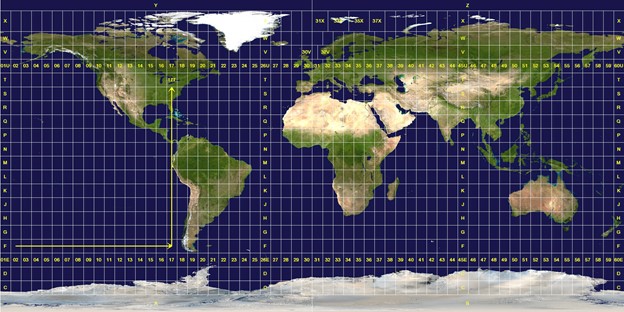 بررسی موقعیت ایران در سیستم مختصات UTM