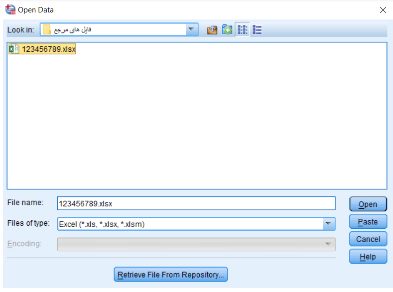 بررسی داده‌ها برای انتقال داده از اکسل به spss