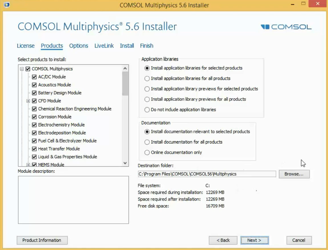 نصب مستندات و app library در comsol