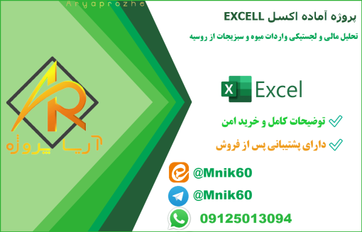 پروژه اکسل EXCEL تحلیل مالی و لجستیکی واردات میوه و سبزیجات از روسیه